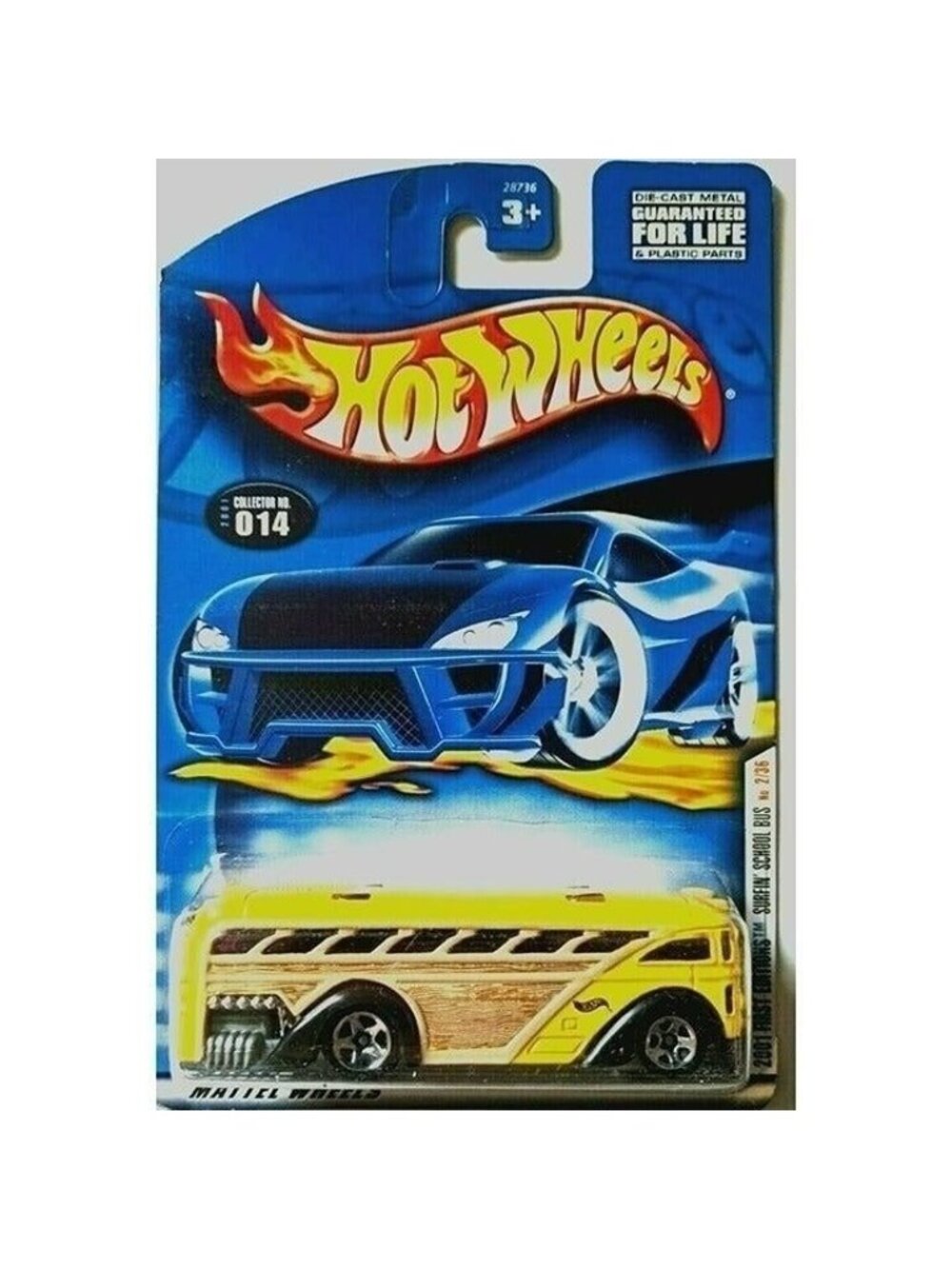 Vintage Die Cast Hot Wheels 2001 Surfin School Bus 2/36 First Editions 1:64